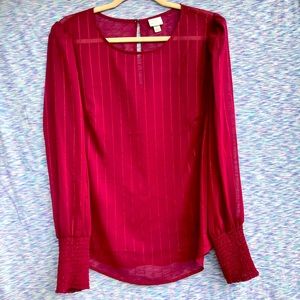 Sheer Maroon Sparkly Top